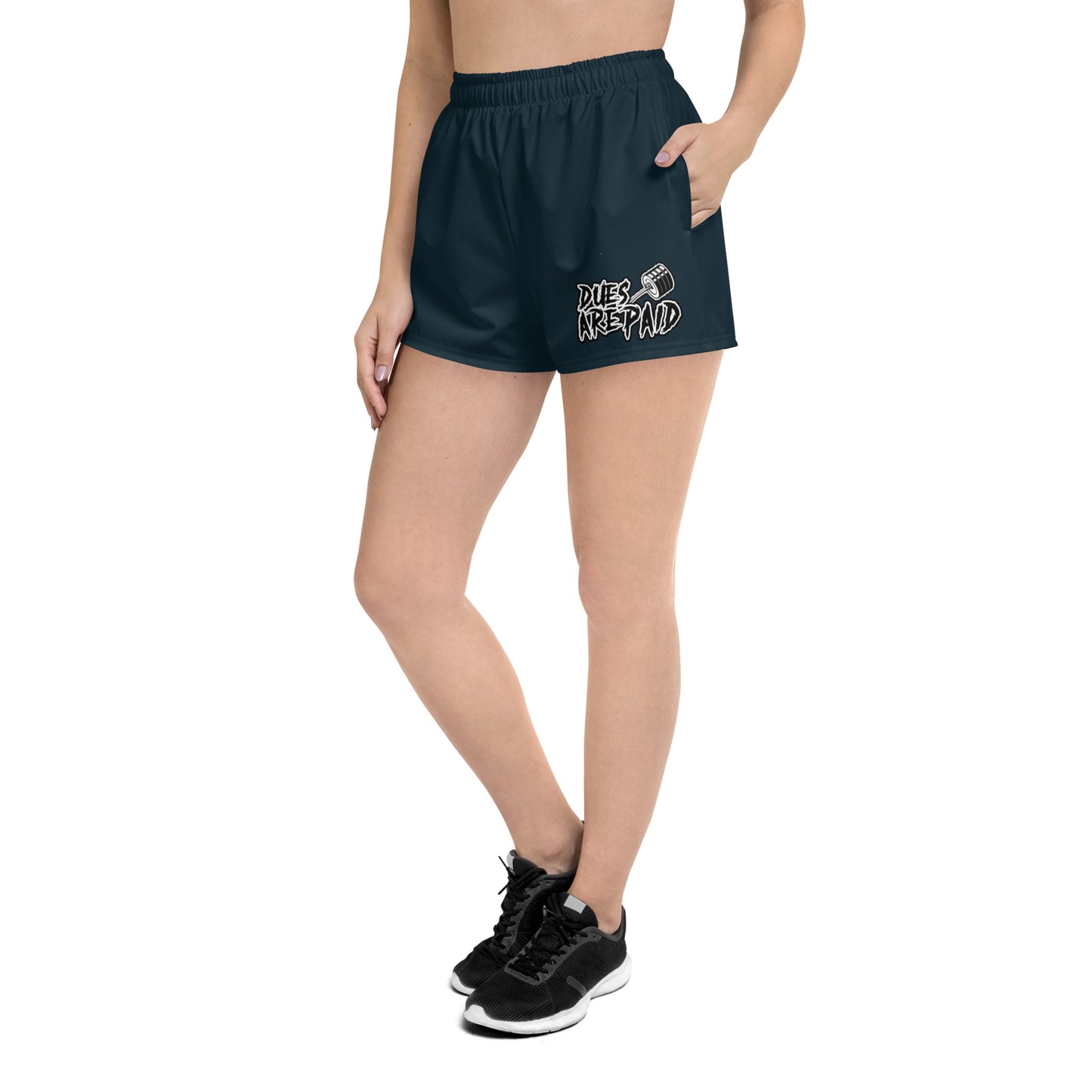 DUES ARE PAID Women’s Athletic Shorts (dark blue)