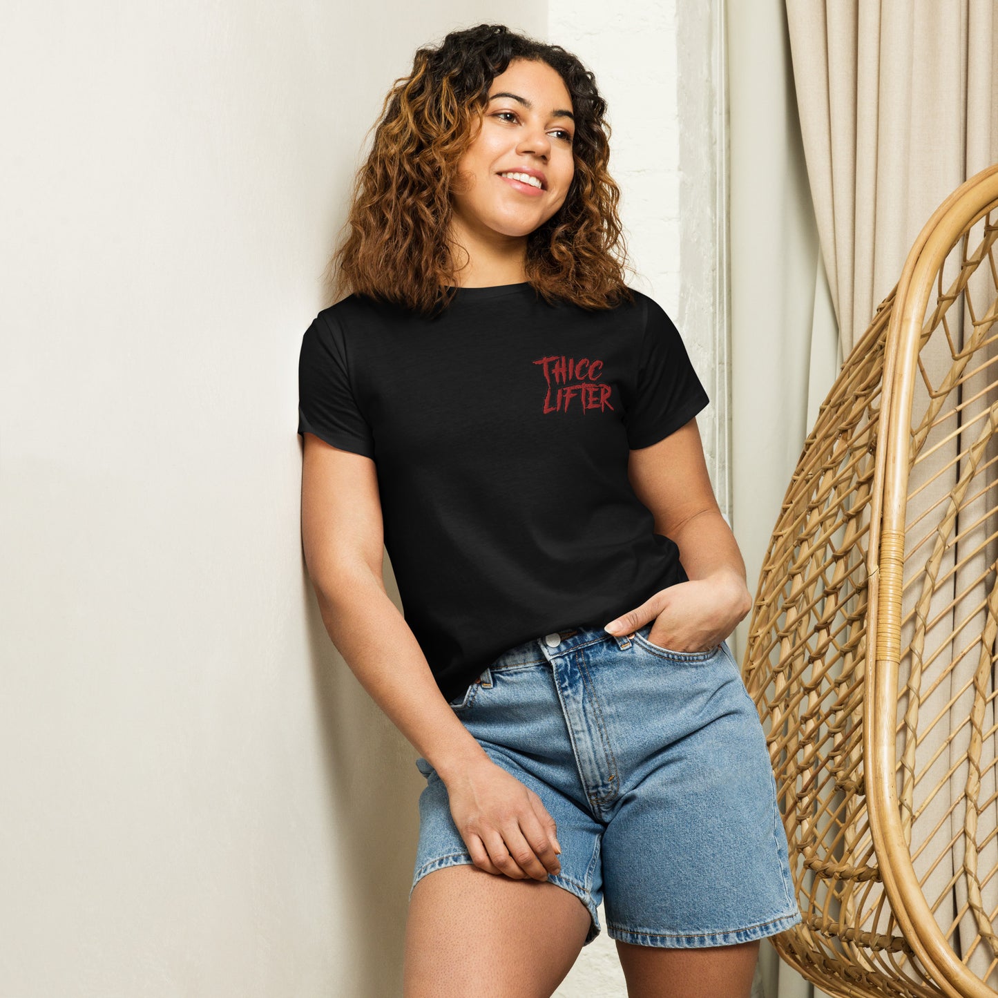 THICC LIFTER EMBROIDERED Women’s high-waisted t-shirt